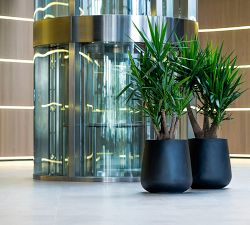 Lightweight Rounded Cylinder Fiberstone Planters