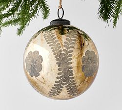 Silver Floral Etched Ornament