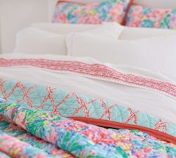 Lilly Pulitzer Fan Sea Pants Reversible Cotton Quilt &amp; Shams