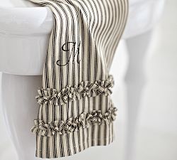 Ticking Stripe Ruffled Hand Towels - Set of 2