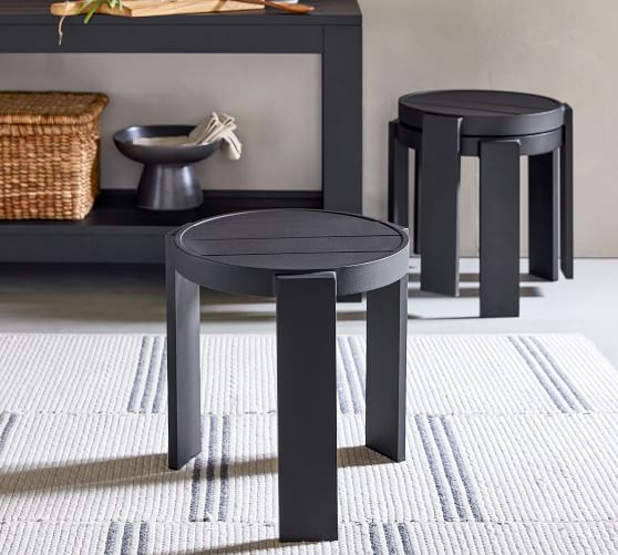 Malibu Metal Stackable Outdoor Side Stool - Thumbnail 2