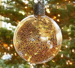 Lit Silver Globe Ornament