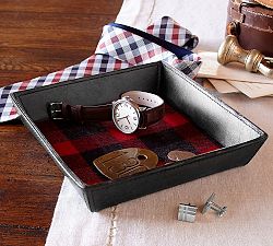 Saddle Leather Catchall, Buffalo Check