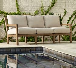 Tropez Faux Teak 79" Sofa, Dune
