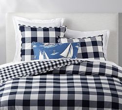 Gingham Check Reversible Percale Duvet Cover &amp; Shams