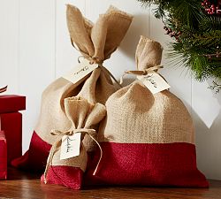 Red Dipped Burlap Bag