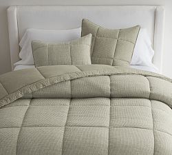 Open Box: European Flax Linen Waffle Comforter, Full/Queen - Eucalyptus