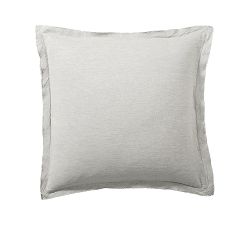 Open Box: Belgian Flax Linen Double Flange Sham, Euro Set of 2 - Soft Gray