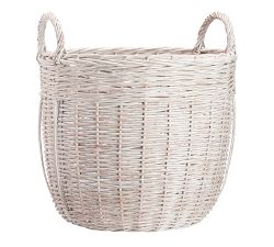 White Wash Woven Basket