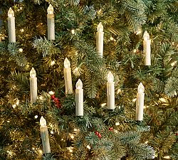 Lit Flameless Candle Ornaments - Set of 10