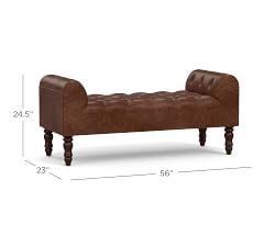 Lorraine Tufted Leather Bench