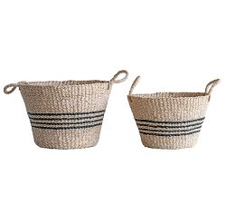 Madelyn Striped Seagrass Baskets, Set of 2