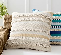 Misty Eco-Friendly Handwoven Striped Outdoor Pillow