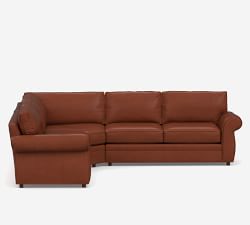 Pearce Roll Arm Leather 3-Piece L-Shaped Wedge Sectional (125")