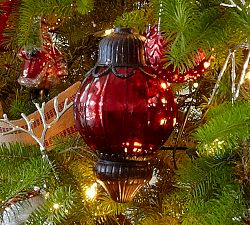 Large Red Mercury Glass &amp; Metal Ornament