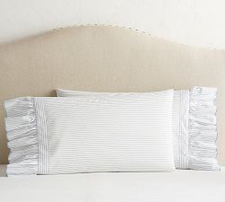 Organic Shirting Stripe Ruffle Pillowcase