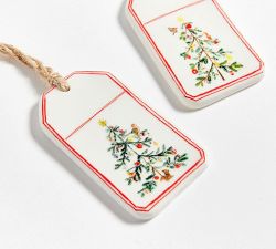 Gift Tag Ceramic Napkin Rings &amp; Place Card Holders - Set of 4