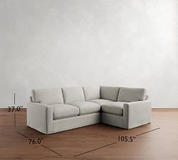 PB Comfort Modern Square Arm Slipcovered 3-Piece Sectional (106")