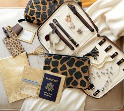 Pony Hair &amp; Gold Leather Passport Wallet
