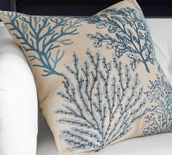 Layered Coral Embroidered Pillow Cover