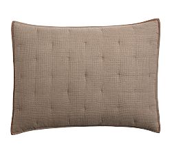 Open Box: European Flax Linen Waffle Quilted Shams, Standard Set of 2 - Mocha