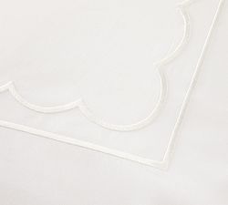 Scallop Border Embroidered Organic Percale Duvet Cover