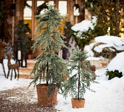 Lit Faux Draping Tree In Basket