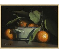 Oranges &amp; Bowl Still Life Framed Canvas