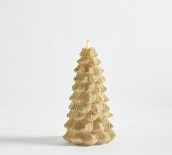 Premium Flickering Flameless Tree Candle - Gold
