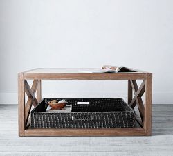 Garrett Woven Oversized Basket Tray - Black