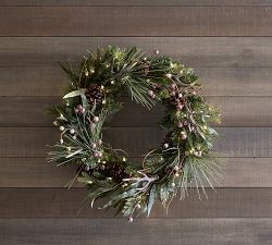 Lit Faux Tahoe Pine Wreath &amp; Garland