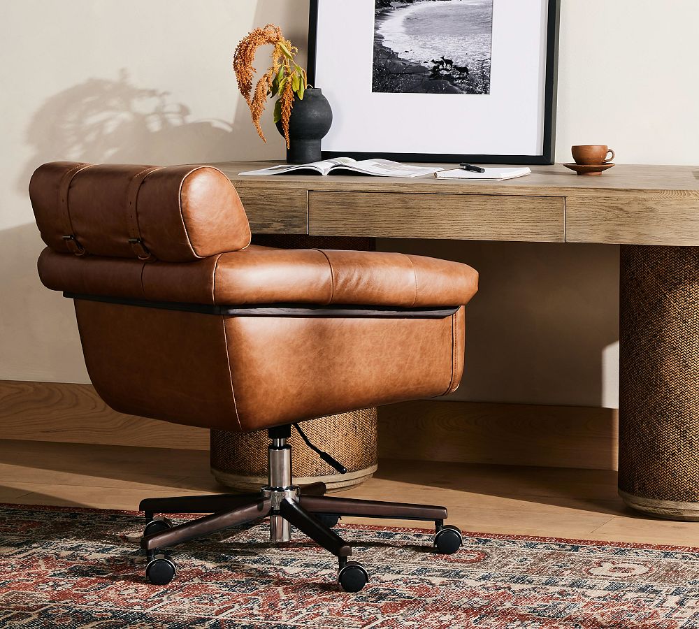 Illiana Leather Swivel Desk Chair by Pottery Barn