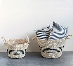 Madelyn Striped Seagrass Baskets, Set of 2