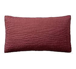 Open Box: Belgian Flax Linen Handcrafted Quilted Sham, King, Set of 2 - Merlot