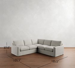 PB Comfort Modern Square Arm Slipcovered 3-Piece L-Shaped Sectional (106")