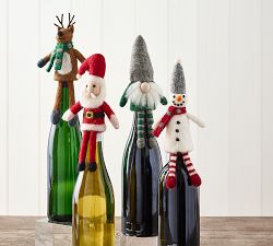 Santa Claus Felt Wine Topper