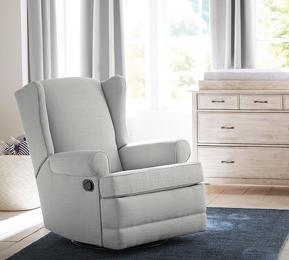 PB Wingback Swivel Glider Recliner by Pottery Barn