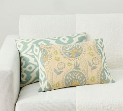 Open Box: Aisha Embroidered Lumbar, 14" x 20" - Chambray Multi