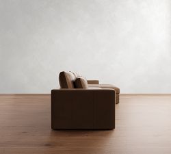 Westwood Square Arm Deep Seat Leather Chaise Sectional (130"-148")