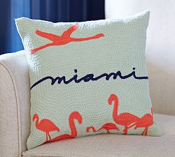 Miami Crewel Embroiderd Pillow Cover