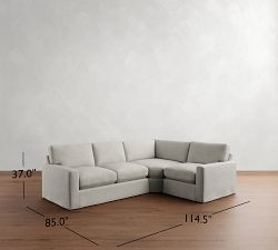 PB Comfort Modern Square Arm Slipcovered 3-Piece Wedge Sectional (115")