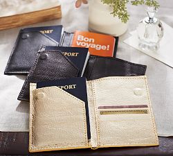 Pony Hair &amp; Gold Leather Passport Wallet