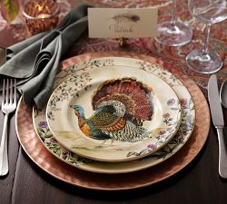 Botanical Harvest Turkey Stoneware Dinner Plates - Set of 4