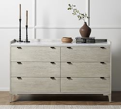 Geary Marble Top 6-Drawer Dresser (60")
