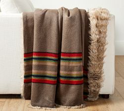 Pendleton® Yakima Faux Fur Back Stripe Throw