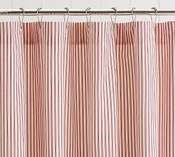 Ticking Stripe Ruffle Cotton Shower Curtain