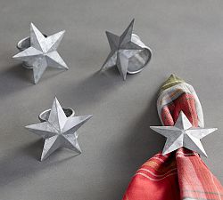 Galvanized Star Napkin Ring, Set of 4