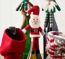 Santa Claus Felt Wine Topper