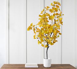 Faux Ginkgo Leaf Tree In Clay Pot