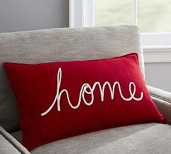 Home Embroidered Lumbar Pillow Cover